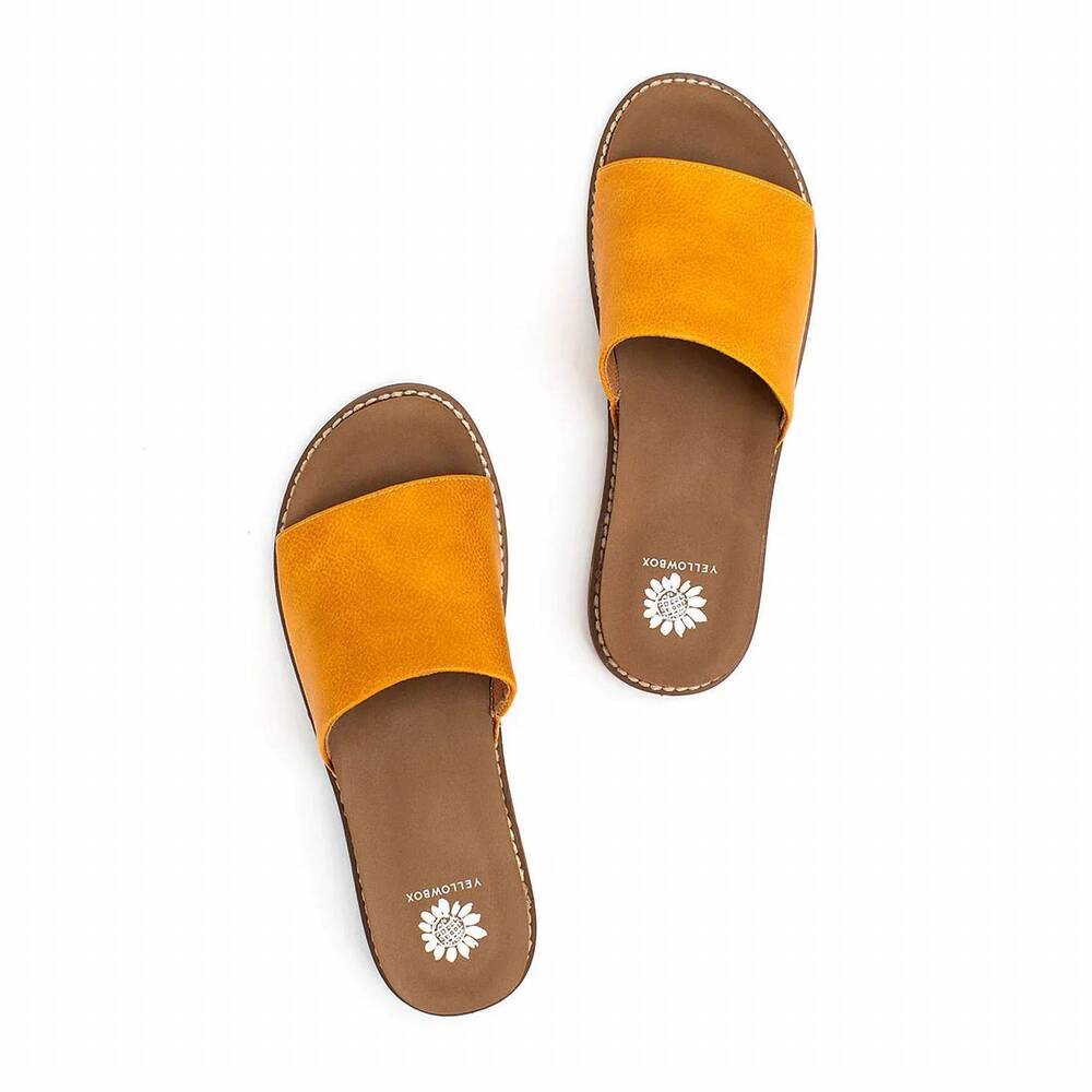 NEW YELLOWBOX women's kalo slide sandal in marigold